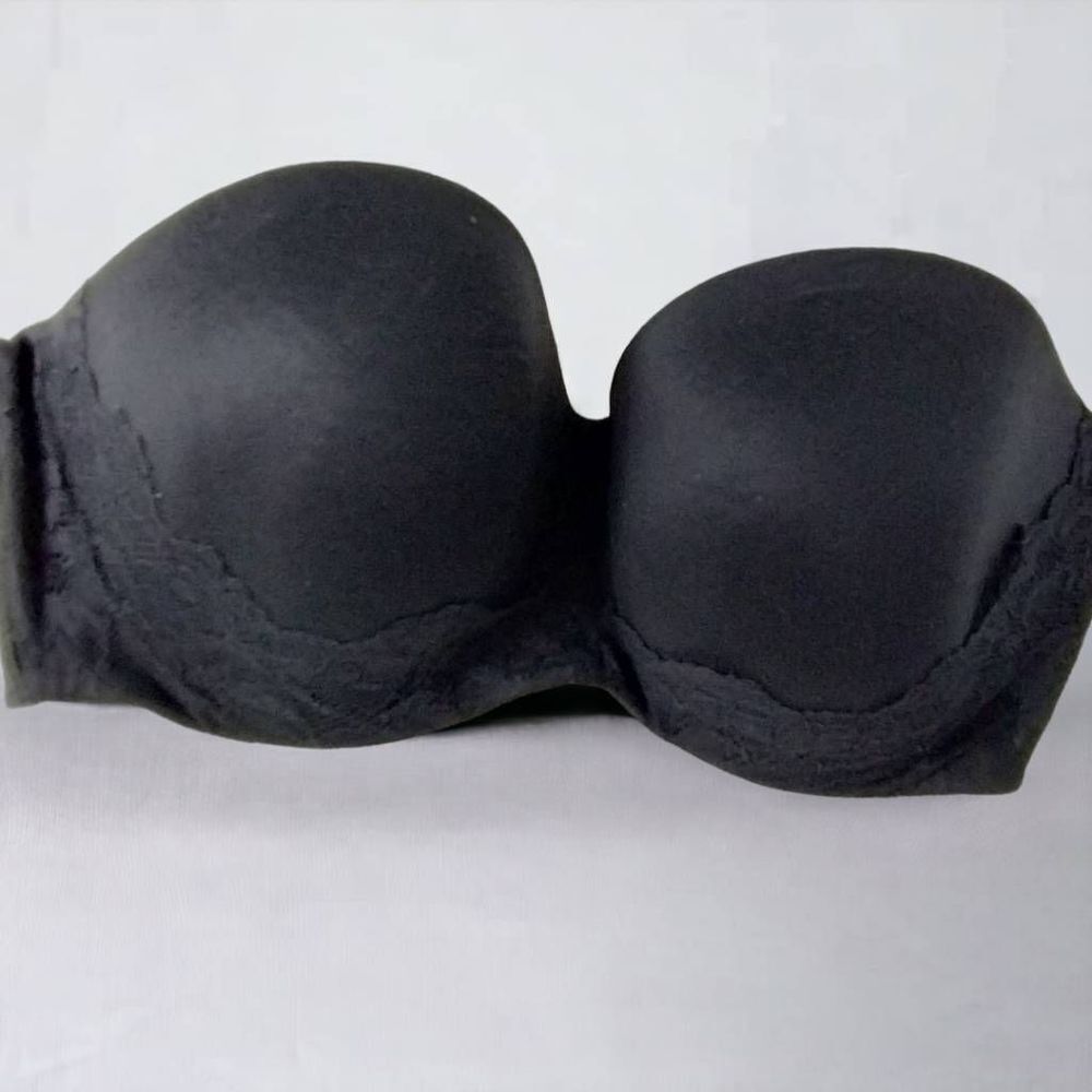 Victoria's Secret Bra 38DD Black Strapless Lined Multi Hooks